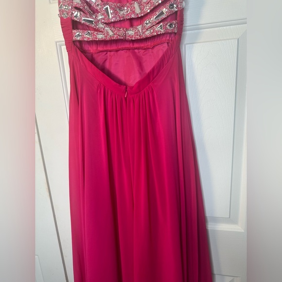 Blondie Nites strapless empire fuchsia chiffon dress size junior 5 - Picture 7 of 12